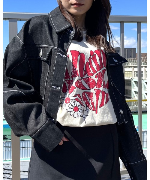 MODISH GAZE(モディシュガゼ)の「ハート ピグメントTシャツ(Tシャツ/カットソー・メンズ・アイボリー/スミクロ/ネイビー・FREE)」の8枚目の写真