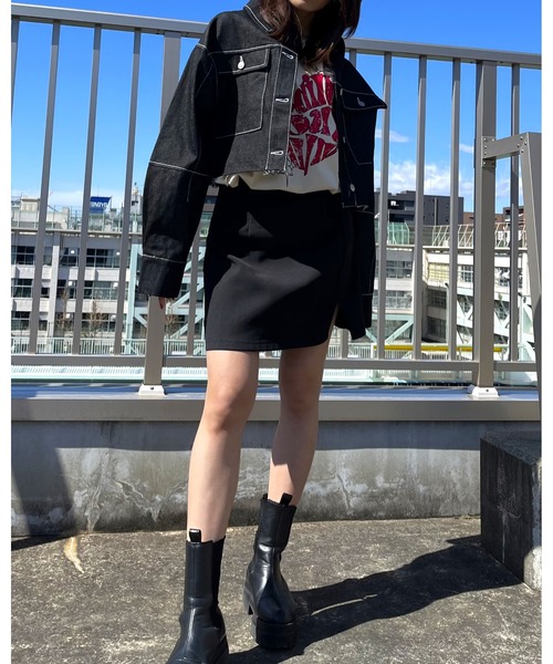 MODISH GAZE(モディシュガゼ)の「ハート ピグメントTシャツ(Tシャツ/カットソー・メンズ・アイボリー/スミクロ/ネイビー・FREE)」の9枚目の写真
