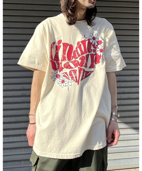 MODISH GAZE(モディシュガゼ)の「ハート ピグメントTシャツ(Tシャツ/カットソー・メンズ・アイボリー/スミクロ/ネイビー・FREE)」の11枚目の写真