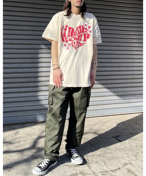 MODISH GAZE(モディシュガゼ)の「ハート ピグメントTシャツ(Tシャツ/カットソー・メンズ・アイボリー/スミクロ/ネイビー・FREE)」の12枚目の写真