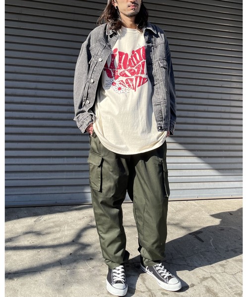MODISH GAZE(モディシュガゼ)の「ハート ピグメントTシャツ(Tシャツ/カットソー・メンズ・アイボリー/スミクロ/ネイビー・FREE)」の18枚目の写真