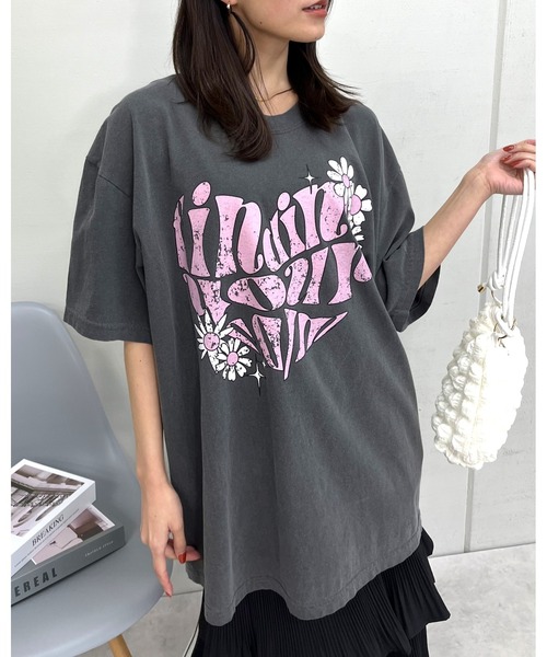 MODISH GAZE(モディシュガゼ)の「ハート ピグメントTシャツ(Tシャツ/カットソー・メンズ・アイボリー/スミクロ/ネイビー・FREE)」の20枚目の写真