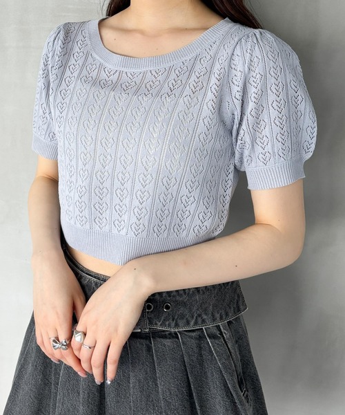 Heather（ヘザー）の「ハートモチーフニット（半袖） 127457（ニット