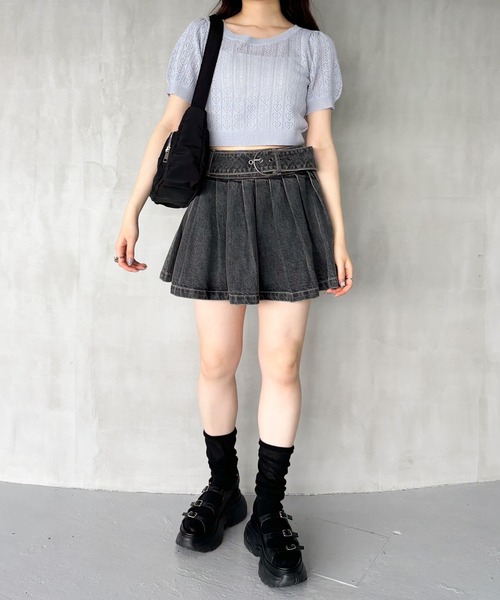 Heather（ヘザー）の「ハートモチーフニット（半袖） 127457（ニット