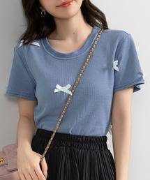 DAY CLOSET | レディース 半袖リボンワッフルクロップドTシャツ(Tシャツ/カットソー)