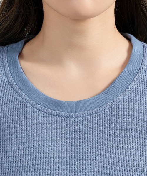 DAY CLOSET（デイ クローゼット）の「レディース 半袖リボンワッフルクロップドTシャツ（Tシャツ/カットソー・レディース・アイボリー/ブラック/ブルー/グレー・FREE）」の6枚目の写真