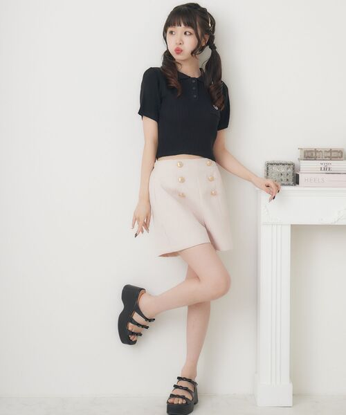 ems excite（エムズエキサイト）の「ショートポロNTPO（ニット/セーター・レディース・ブラック/ナチュラル/ブルー・FREE）」の6枚目の写真