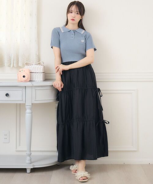 ems excite（エムズエキサイト）の「ショートポロNTPO（ニット/セーター・レディース・ブラック/ナチュラル/ブルー・FREE）」の15枚目の写真