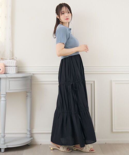 ems excite（エムズエキサイト）の「ショートポロNTPO（ニット/セーター・レディース・ブラック/ナチュラル/ブルー・FREE）」の16枚目の写真