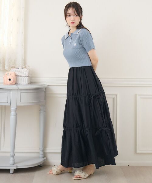 ems excite（エムズエキサイト）の「ショートポロNTPO（ニット/セーター・レディース・ブラック/ナチュラル/ブルー・FREE）」の17枚目の写真