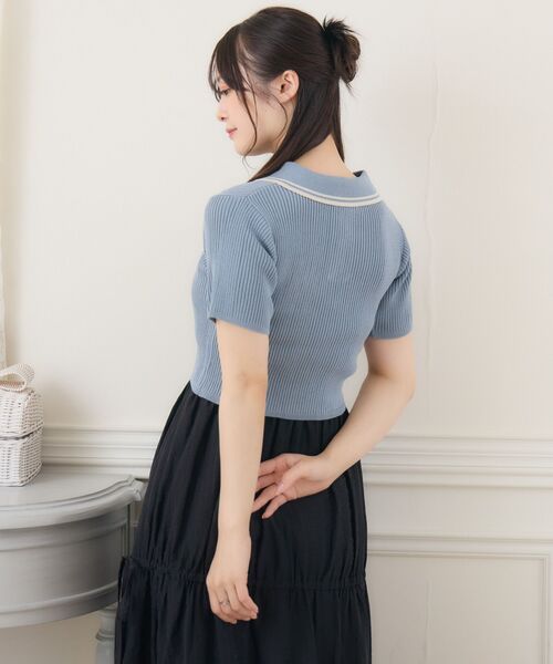 ems excite（エムズエキサイト）の「ショートポロNTPO（ニット/セーター・レディース・ブラック/ナチュラル/ブルー・FREE）」の22枚目の写真