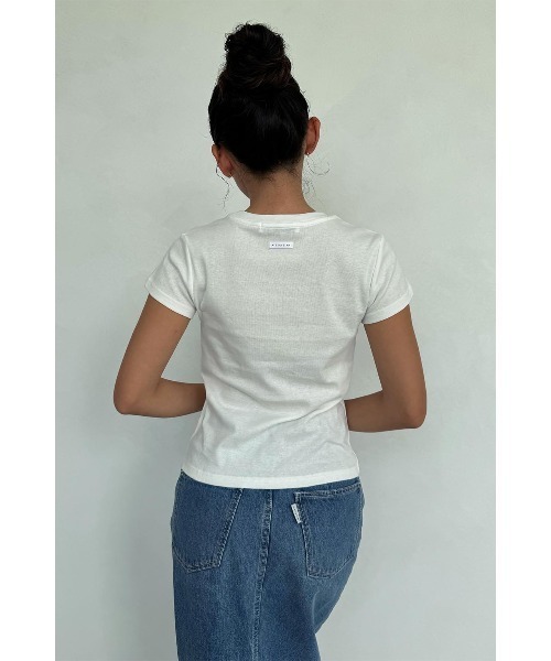 ALEXIA STAM（アリシアスタン）の「MELTING HOT Tee /デザインチビTee（Tシャツ/カットソー・レディース・ホワイト/グレー/ブラック・FREE）」の11枚目の写真