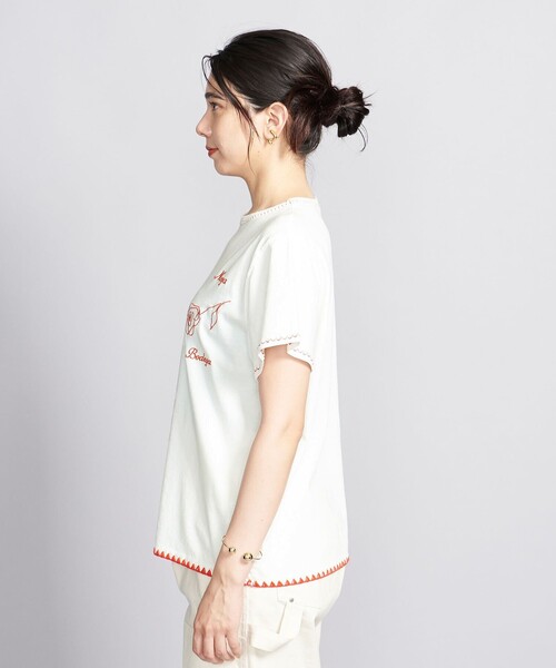 Nikben（ニックベン）の「【別注】＜Nikben＞エンブロイダリー Tシャツ（Tシャツ/カットソー・レディース・オフホワイト/イエロー・FREE）」の6枚目の写真