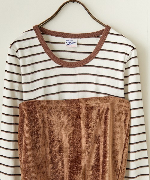 MILLER（ミラー）の「[MILLER/ミラー] 別注 ベロアビスチェ付き ロングスリーブリブTシャツ（Tシャツ/カットソー・レディース・アイボリー/ブラック/オフホワイト/ブラウン/ブラック系・F）」の9枚目の写真