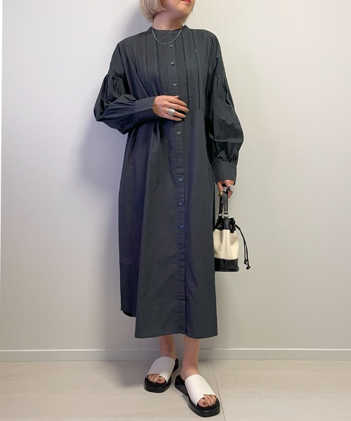 Fizz（フィズ）の「【Fizz/フィズ】　コットンポプリンレースピンタックシャツワンピース（シャツワンピース・レディース・チャコール/ホワイト/ライトカーキ/ブルー・M）」の3枚目の写真