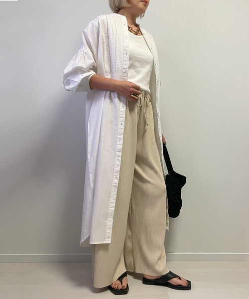 Fizz（フィズ）の「【Fizz/フィズ】　コットンポプリンレースピンタックシャツワンピース（シャツワンピース・レディース・チャコール/ホワイト/ライトカーキ/ブルー・M）」の10枚目の写真