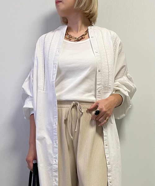 Fizz（フィズ）の「【Fizz/フィズ】　コットンポプリンレースピンタックシャツワンピース（シャツワンピース・レディース・チャコール/ホワイト/ライトカーキ/ブルー・M）」の11枚目の写真