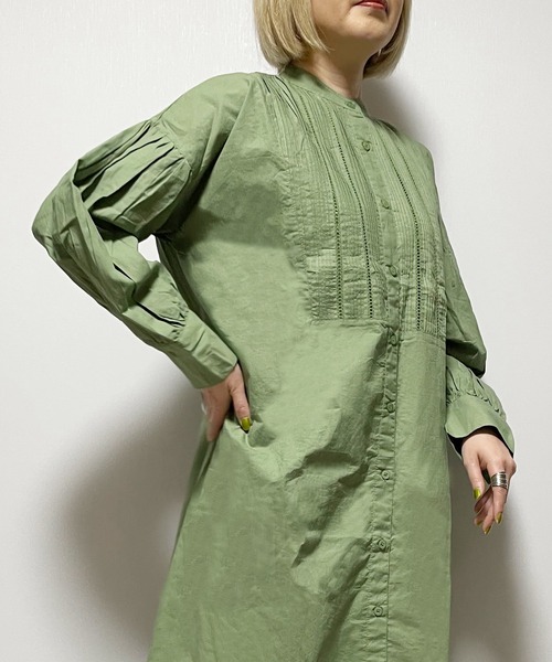 Fizz（フィズ）の「【Fizz/フィズ】　コットンポプリンレースピンタックシャツワンピース（シャツワンピース・レディース・チャコール/ホワイト/ライトカーキ/ブルー・M）」の14枚目の写真