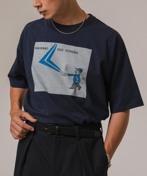 EDIFICE(エディフィス)の「SAVIGNAC (サビニャック) 別注 Citroen プリント Tシャツ(Tシャツ/カットソー・メンズ・ブラック×ブラック/ホワイト×ホワイト/モスグリーン/White/ネイビー・MEDIUM/LARGE/X-LARGE)」の5枚目の写真
