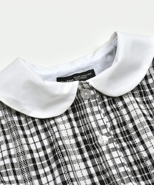 BeBe（ベベ）の「【お揃い】チェックレースプリント丸襟ティアードワンピース(90~150cm)（シャツワンピース・キッズ・ブラック系その他・120cm/140cm/100cm/90cm/150cm/130cm/110cm）」の9枚目の写真