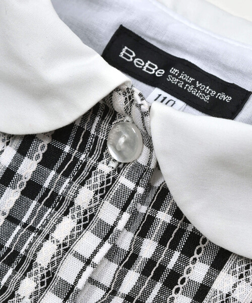 BeBe（ベベ）の「【お揃い】チェックレースプリント丸襟ティアードワンピース(90~150cm)（シャツワンピース・キッズ・ブラック系その他・120cm/140cm/100cm/90cm/150cm/130cm/110cm）」の8枚目の写真