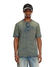 【DIESEL】コットン100％デニムロングスリーブヘンリーネックカットソー T-JUST-LS-D｜メンズ｜ロングスリーブTシャツ｜オーガニック
