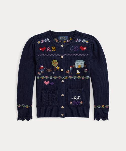 インターシャニット カーディガン