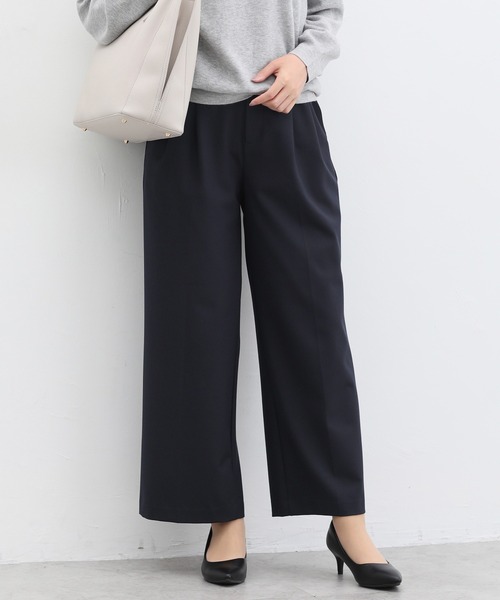 Honeys(ハニーズ)の「【抗菌防臭】ワイドストレート(股下65cm)(スラックス・レディース・ネイビー/ブラック/杢グレー・S/M/L/LL/3L)」の3枚目の写真