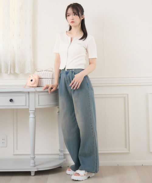 ems excite（エムズエキサイト）の「ノーカラーWZIPCT（Tシャツ/カットソー・レディース・チャコールグレー/ナチュラル/ブラウン・FREE）」の7枚目の写真