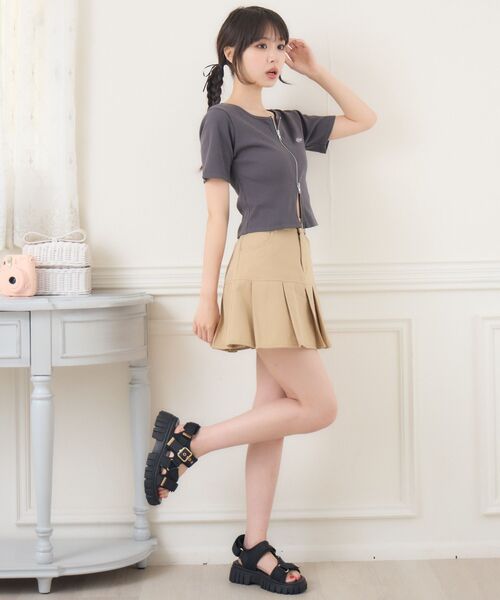 ems excite（エムズエキサイト）の「ノーカラーWZIPCT（Tシャツ/カットソー・レディース・チャコールグレー/ナチュラル/ブラウン・FREE）」の15枚目の写真