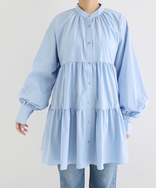 Merlette 水色 ティアード長袖チュニック Merlette 水色 ティアード長袖チュニック Merlette 水色 ティアード