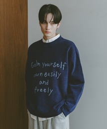 RAGEBLUE | Jacquard logo crew neck lettered sweater/モール/ジャガード/レターニット(ニット/セーター)