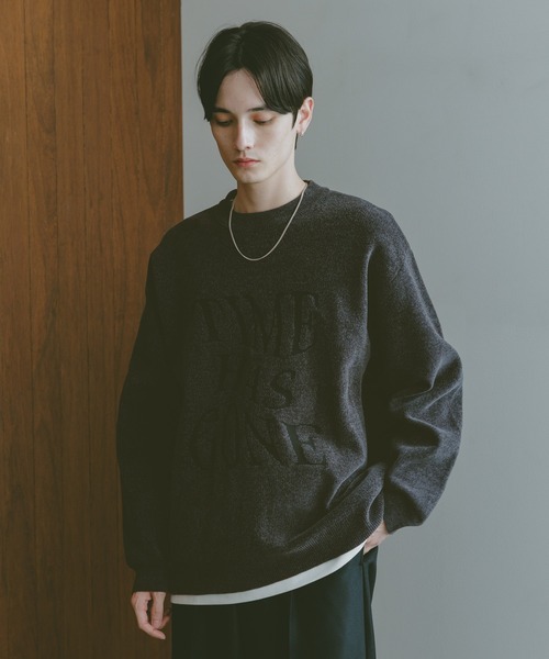 れがーとページ Jacquard logo crew neck lettered sweater/モール/ジャガード