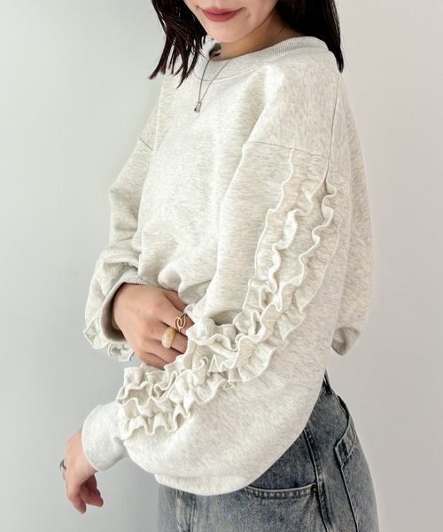 Heather（ヘザー）の「フリルスリーブ裏毛スウェット　152995（スウェット・レディース・グレー/チャコールグレー/オートミール・FREE）」の21枚目の写真