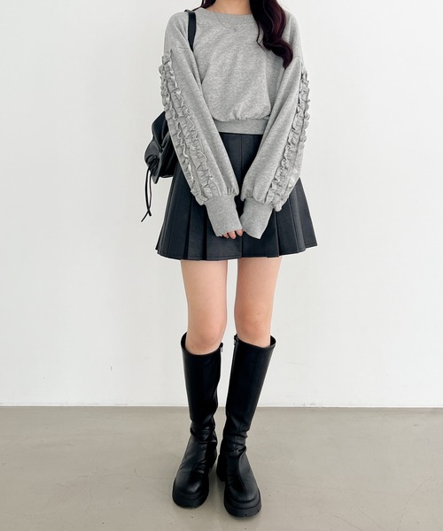 Heather（ヘザー）の「フリルスリーブ裏毛スウェット　152995（スウェット・レディース・グレー/チャコールグレー/オートミール・FREE）」の18枚目の写真
