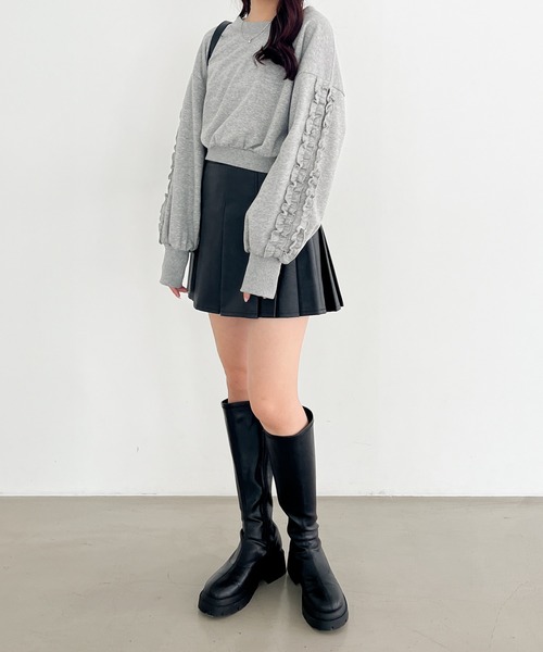 Heather（ヘザー）の「フリルスリーブ裏毛スウェット　152995（スウェット・レディース・グレー/チャコールグレー/オートミール・FREE）」の19枚目の写真