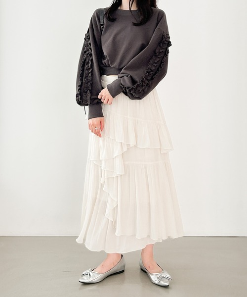 Heather（ヘザー）の「フリルスリーブ裏毛スウェット　152995（スウェット・レディース・グレー/チャコールグレー/オートミール・FREE）」の15枚目の写真