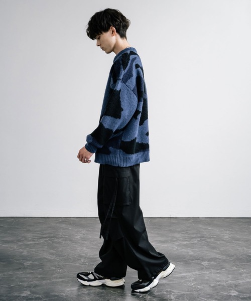 【セール】起毛 カモフラ柄オーバーサイズクルーニットセーター（ニット/セーター）｜Rocky Monroe（ロッキーモンロー）