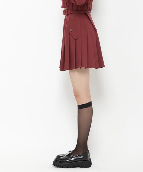 REDYAZEL（レディアゼル）の「【セットアップ可能】ベルト付きプリーツショートスカート（スカート・レディース・グレー/ボルドー/グリーン・SMALL/MEDIUM）」の8枚目の写真