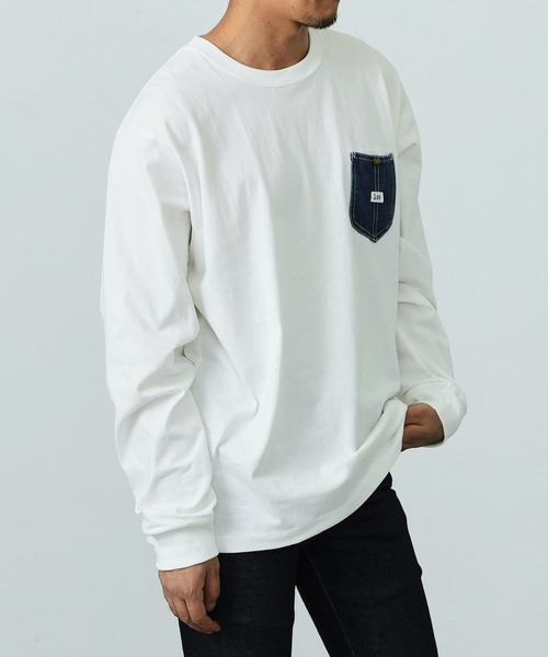Lee（リー）の「Lee/リー デニムポケット 長袖Tシャツ（Tシャツ/カットソー・メンズ・ホワイト/ブラック/ネイビー/マスタード/ホワイト系その他・SMALL/MEDIUM/LARGE/X-LARGE）」の19枚目の写真