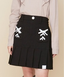 JENNI love | 【ストレッチ・ウエスト調整可】レースアップすそブリーツ切替スカパン(その他パンツ)