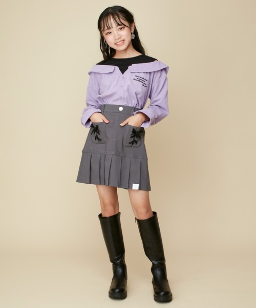 JENNI love（ジェニィラブ）の「【ストレッチ・ウエスト調整可】レースアップすそブリーツ切替スカパン（その他パンツ・キッズ・ネイビー/ブルー/チャコールグレー/ブラック・130cm/140cm/150cm/160cm）」の5枚目の写真