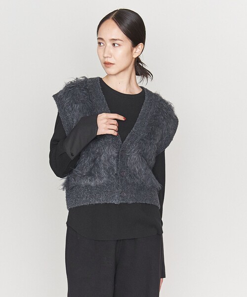 ASTRAET（アストラット）の「＜ASTRAET＞シャギー Vネックベスト（ベスト・レディース・グレー/ブラック・FREE）」の3枚目の写真