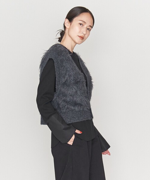 ASTRAET（アストラット）の「＜ASTRAET＞シャギー Vネックベスト（ベスト・レディース・グレー/ブラック・FREE）」の4枚目の写真