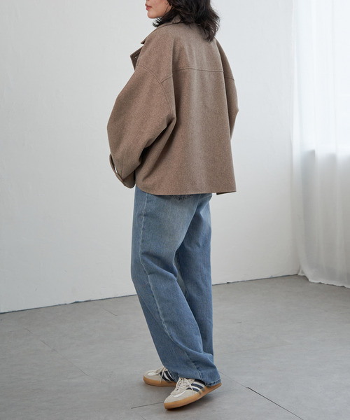 VENCEEXCHANGE（ヴァンスエクスチェンジ）の「フェイクモッサスタンドショートジャケット/スタンドカラー/ロングスリーブ（テーラードジャケット・レディース・チャコールグレー/ベージュ/ブラウン・FREE）」の11枚目の写真