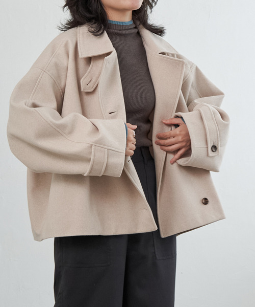 VENCEEXCHANGE（ヴァンスエクスチェンジ）の「フェイクモッサスタンドショートジャケット/スタンドカラー/ロングスリーブ（テーラードジャケット・レディース・チャコールグレー/ベージュ/ブラウン・FREE）」の15枚目の写真