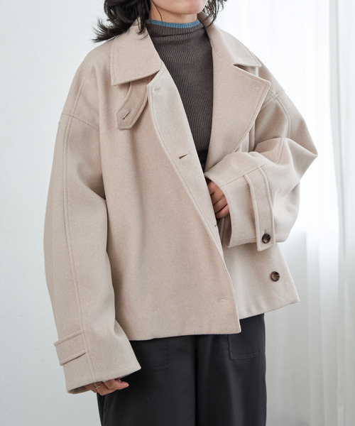 VENCEEXCHANGE（ヴァンスエクスチェンジ）の「フェイクモッサスタンドショートジャケット/スタンドカラー/ロングスリーブ（テーラードジャケット・レディース・チャコールグレー/ベージュ/ブラウン・FREE）」の19枚目の写真