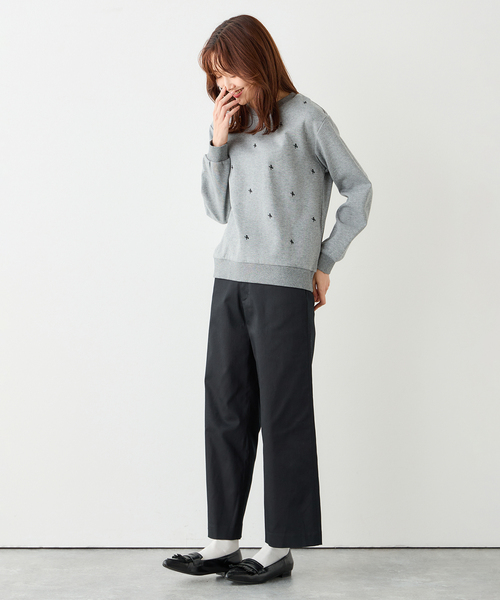 Petit Honfleur(プチオンフルール)の「リボン刺しゅうプルオーバー(Tシャツ/カットソー・レディース・グレー/ネイビー・M/L)」の12枚目の写真