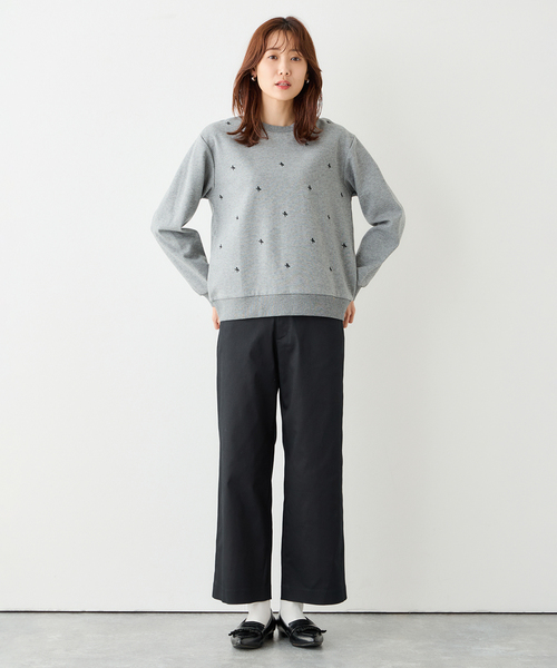 Petit Honfleur(プチオンフルール)の「リボン刺しゅうプルオーバー(Tシャツ/カットソー・レディース・グレー/ネイビー・M/L)」の13枚目の写真