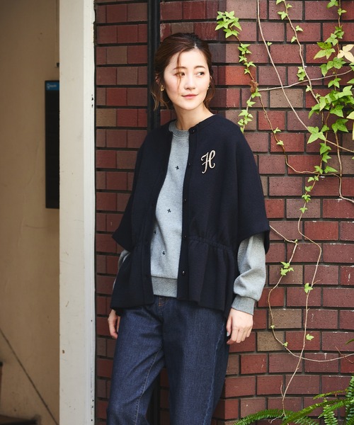 Petit Honfleur(プチオンフルール)の「リボン刺しゅうプルオーバー(Tシャツ/カットソー・レディース・グレー/ネイビー・M/L)」の18枚目の写真